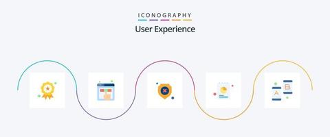 experiência do usuário flat 5 icon pack incluindo chat. dados. antivírus. gráfico. costumização vetor