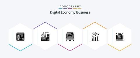 pacote de ícones de 25 glifos de negócios de economia digital, incluindo . economia. economia. caixa. economia vetor