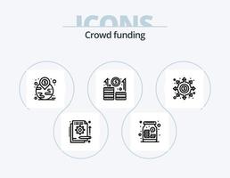 pacote de ícones de linha de crowdfunding 5 design de ícones. dinheiro. caridade. carreira. dinheiro. doação vetor