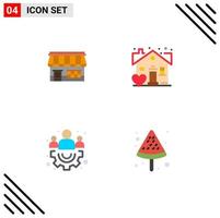 conjunto de 4 sinais de símbolos de ícones de interface do usuário modernos para loja de gerenciamento de loja, pizza favorita, elementos de design de vetores editáveis