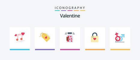 pacote de ícones plana 5 dos namorados, incluindo amor. dia dos namorados. amor. namorados. desconto. design de ícones criativos vetor