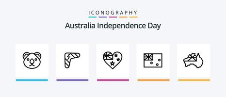 Dia da Independência da Austrália linha 5 pacote de ícones incluindo bandeira. Austrália. sydney. torre de tv. sydney. design de ícones criativos vetor