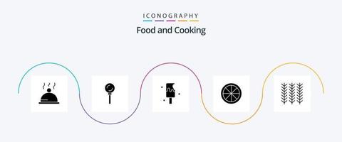 pacote de ícones de glifo de alimentos 5, incluindo trigo. comida. comida. cereal. comida vetor