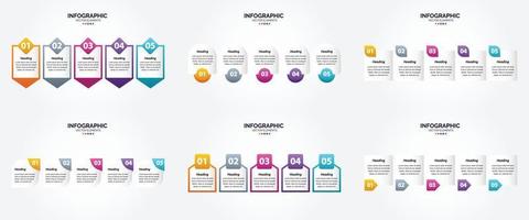 conjunto de design plano de infográficos de ilustração vetorial para folheto publicitário e revista vetor