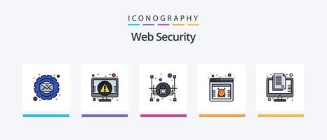 linha de segurança da web cheia de 5 ícones incluindo ok. verificar. hacker. autenticação. segurança. design de ícones criativos vetor