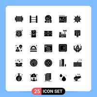conjunto de 25 sinais de símbolos de ícones de interface do usuário modernos para guia de notícias tempo de viagem elementos de design de vetores editáveis