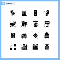 Pacote de glifos sólidos de 16 interfaces de usuário de sinais e símbolos modernos de sua propriedade clara, elementos de design de vetores editáveis para celular iphone