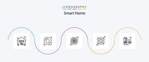 pacote de ícones da linha 5 de casa inteligente, incluindo impressão. lar. fã. inteligente. plugue vetor