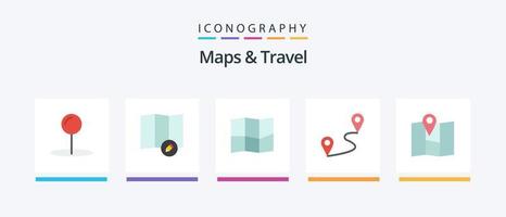 mapas e pacote de ícones de 5 planos de viagem, incluindo . alfinete. alfinete. design de ícones criativos vetor