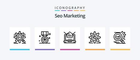 pacote de ícones seo marketing line 5 incluindo prêmio. prêmio. engrenagem. promoção. alvo. design de ícones criativos vetor