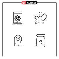 pacote de ícones de vetores de estoque de 4 sinais e símbolos de linha para api plataforma humana amor homem elementos de design de vetores editáveis
