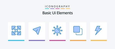 elementos básicos da interface do usuário azul 5 pacote de ícones, incluindo elétrico. poder. luz. pilha. meios de comunicação. design de ícones criativos vetor