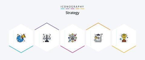 estratégia 25 pacote de ícones de linha preenchida, incluindo prata. prêmio. afiliado. dados. análise vetor
