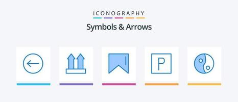 símbolos e setas azul 5 pacote de ícones incluindo . bandeira. yang. design de ícones criativos vetor