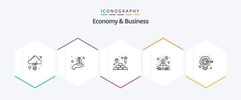 pacote de ícones de 25 linhas de economia e negócios, incluindo ideia. dinheiro. finança. investimento. carro vetor
