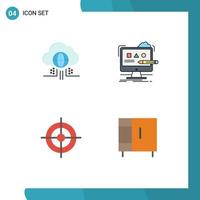 conjunto de ícones planos de interface móvel de 4 pictogramas de design de tecnologia de negócios na internet disparam elementos de design de vetores editáveis