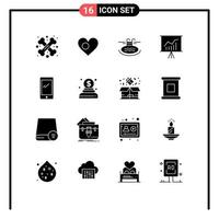 16 ícones criativos, sinais e símbolos modernos de apresentação, conferência, hotel, elementos de design de vetores editáveis