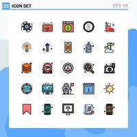 pacote de interface do usuário de 25 cores planas de linha preenchida básica de menos excluir elementos de design de vetores editáveis do aplicativo de círculo da web