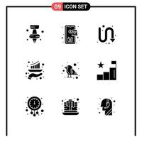 pacote de ícones vetoriais de estoque de 9 sinais e símbolos de linha para gráficos de marketing direcional de relatório de papagaio elementos de design de vetores editáveis