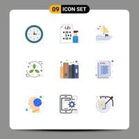 pacote de interface de usuário de 9 cores planas básicas de elementos de design de vetores editáveis de ciclo de programação ecológica de reciclagem