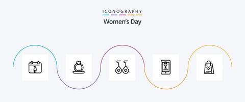 pacote de ícones da linha 5 do dia das mulheres, incluindo aplicativo. mulheres. mulheres. mulheres. amor vetor