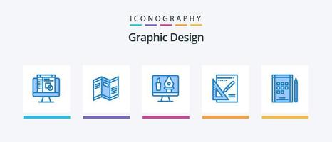 pacote de ícones de design gráfico azul 5, incluindo notas. livro. edição. sucesso. layout. design de ícones criativos vetor
