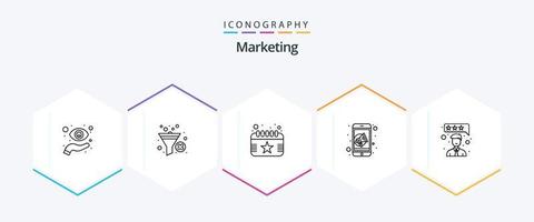 pacote de ícones de 25 linhas de marketing, incluindo satisfação do cliente. móvel. filtro. marketing. data vetor