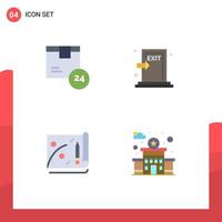 pacote de interface de usuário de 4 ícones planos básicos de arquivo de escape de saída de hora editável elementos de design vetorial vetor