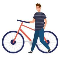 homem com desenho vetorial de bicicleta vetor