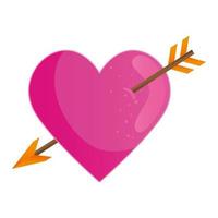 ícone de seta e amor de coração vetor
