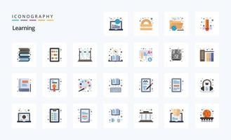 25 aprendendo pacote de ícones de cores planas vetor