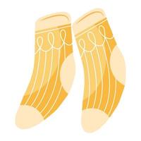 ícone de meias amarelas no estilo Hygge vetor