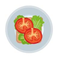 prato com tomate fresco e vegetais de alface comida saudável vetor