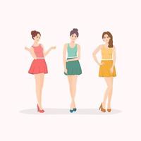 populares grupos femininos de k-pop, ilustração vetorial de corpo inteiro. vetor