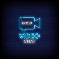 vídeo chat vetor de texto estilo sinais de néon