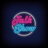 vetor de texto estilo talk show sinais de néon