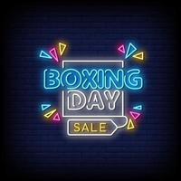 boxing day sale sinais de néon estilo vetor de texto