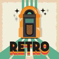 pôster de festa estilo retro com jukebox de música vetor