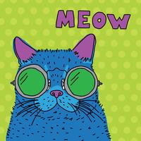 Pop Cat Colorido Com Óculos vetor
