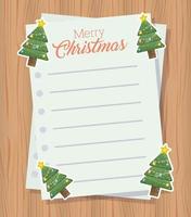 cartão de feliz natal com folhas de carta vetor
