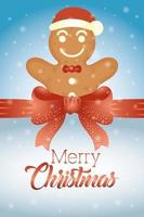 cartão de feliz natal com biscoito de gengibre vetor