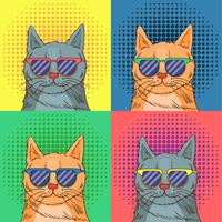 Óculos Cat Pop Art vetor