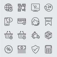 conjunto de ícones de linha de comércio eletrônico vetor