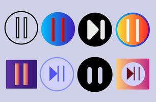 conjunto de botões de pausa do media player em colorido estilo simples vetor