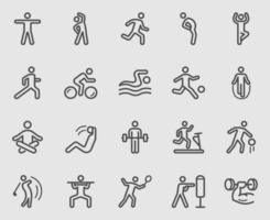conjunto de ícones de linha de exercícios vetor