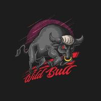 vetor de ilustração de ataque de touro selvagem
