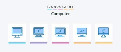 pacote de ícones de computador azul 5 incluindo design de ícones criativos vetor