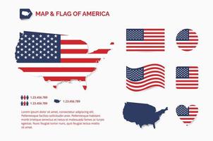 mapa e bandeira da américa