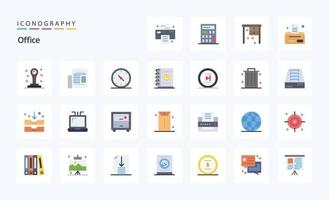 pacote de ícones de 25 cores planas de escritório vetor