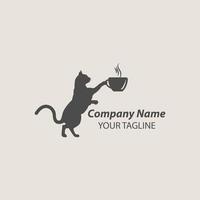 café de design de logotipo de gato. café de modelo de logotipo de gato. design moderno. logotipo plano. ilustração vetorial vetor